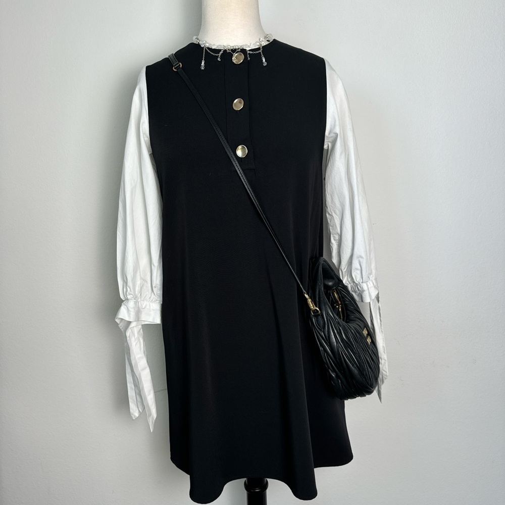 Zara black and white button down  midi dress